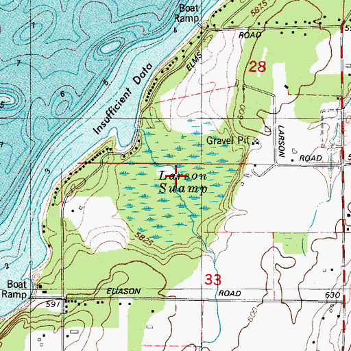 Topographic Map of Larson Swamp, WI