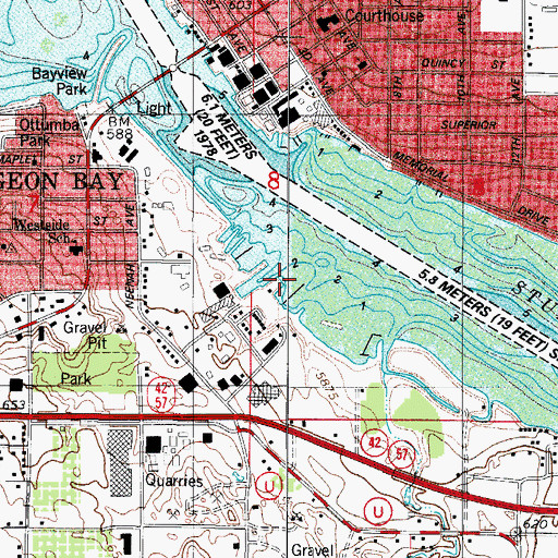 Topographic Map of Sturgeon Bay Yacht Club, WI