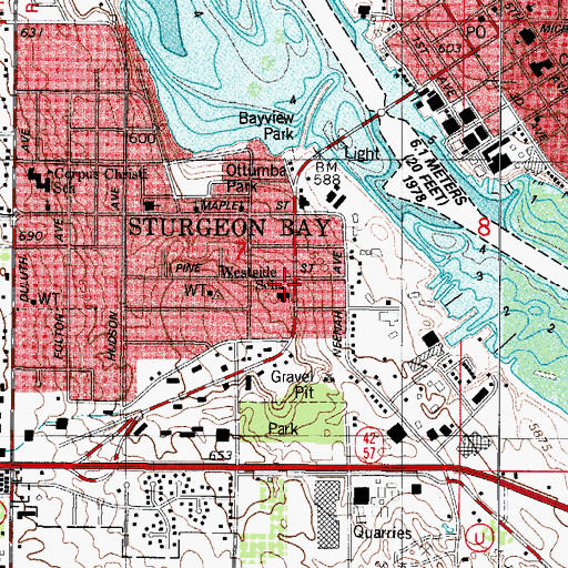 Topographic Map of West Side Elementary School, WI