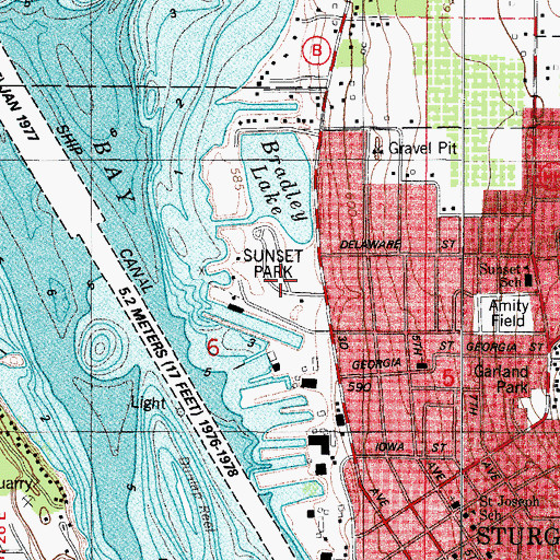 Topographic Map of Sunset Park, WI