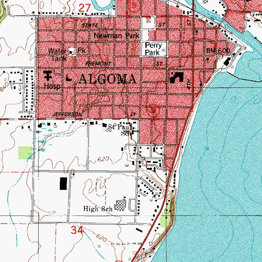 Topographic Map of Saint Paul's Evangelical Lutheran School, WI