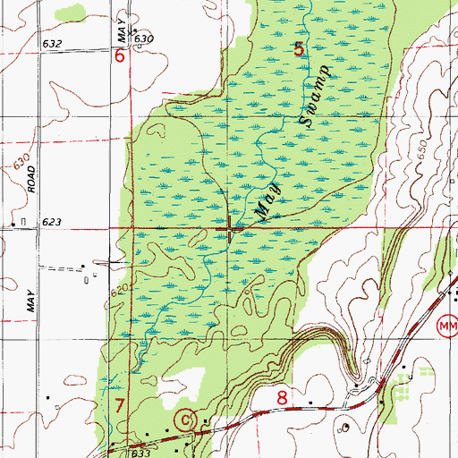 Topographic Map of May Swamp, WI