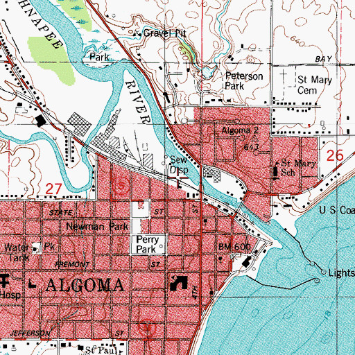 Topographic Map of Alapma Boat Club, WI