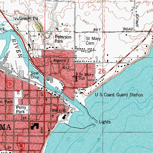 Topographic Map of Saint Mary School, WI