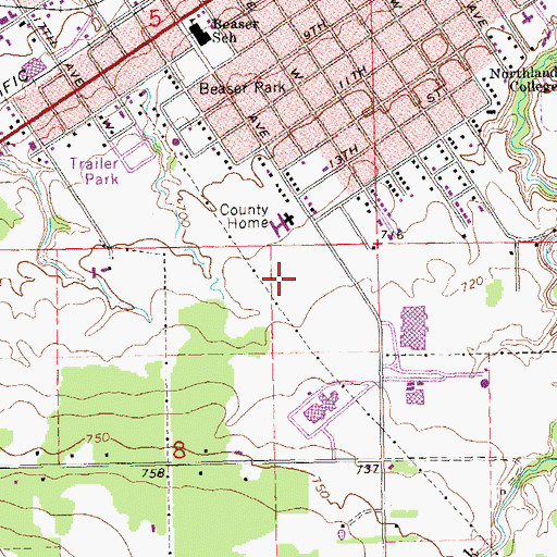 Topographic Map of Ashland County Home, WI