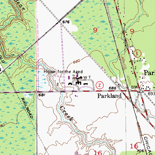 Topographic Map of Home for the Aged, WI