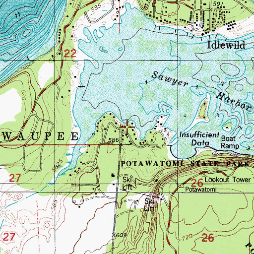 Topographic Map of Remys Gilche Gumee Resort and Marina, WI