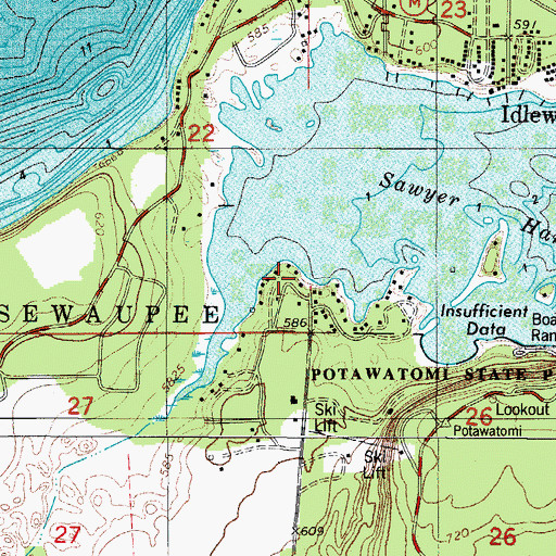 Topographic Map of Schommers Resort, WI