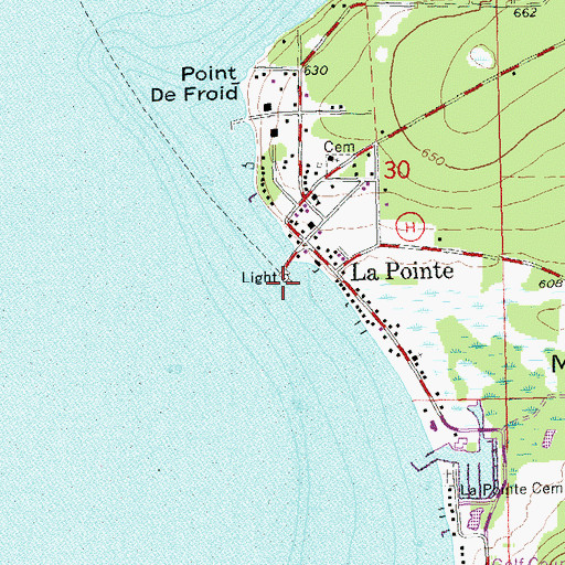 Topographic Map of La Pointe Light, WI