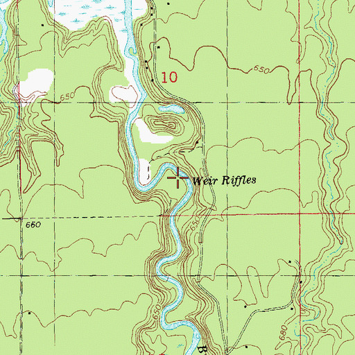 Topographic Map of Weir Riffles, WI