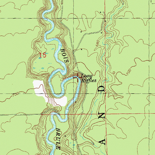 Topographic Map of Long Riffles, WI