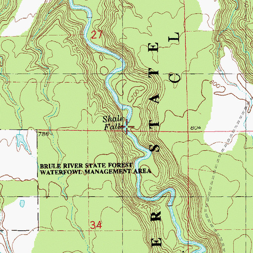 Topographic Map of Shale Falls, WI