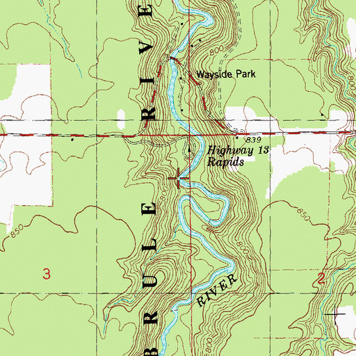 Topographic Map of Highway Thirteen Rapids, WI