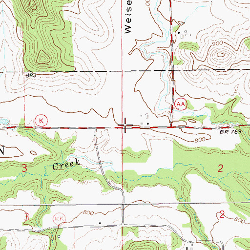 Topographic Map of Burnside School (historical), WI