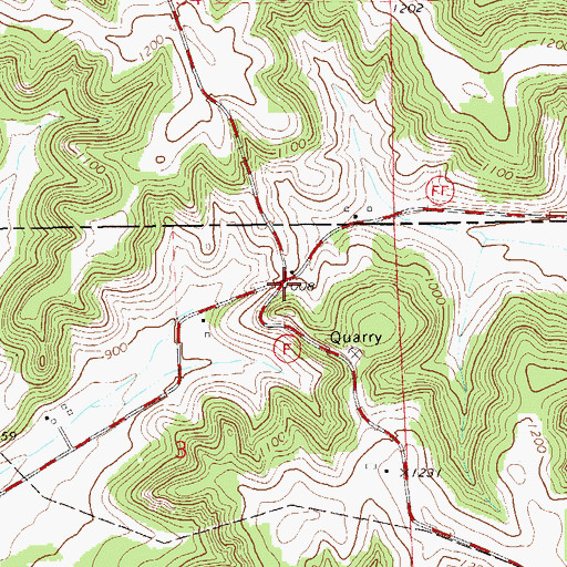 Topographic Map of Oak Hill School (historical), WI