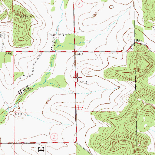 Topographic Map of Hay Creek School (historical), WI
