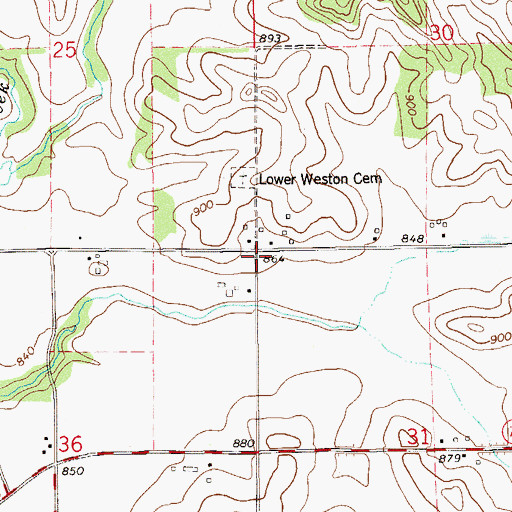 Topographic Map of Lower Weston Church (historical), WI