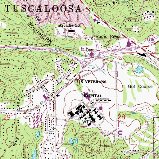 Topographic Map of Mayfair, AL