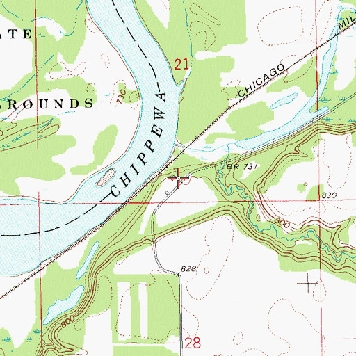 Topographic Map of Old Tyrone (historical), WI