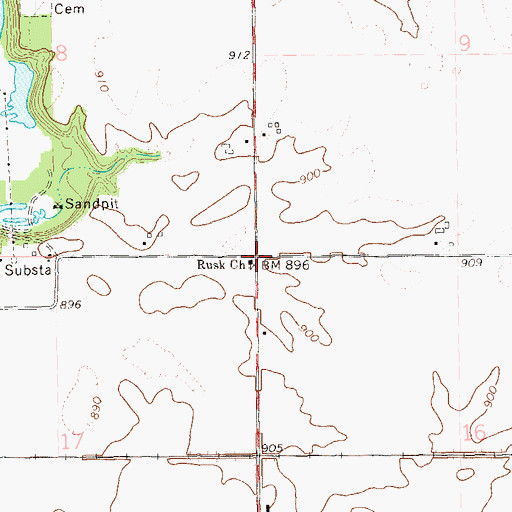 Topographic Map of Rusk School (historical), WI