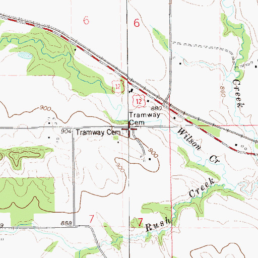 Topographic Map of Tramway Church (historical), WI