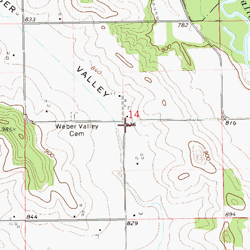 Topographic Map of Webber Valley School (historical), WI