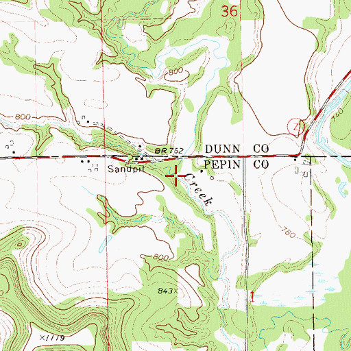 Topographic Map of Barnes Branch, WI