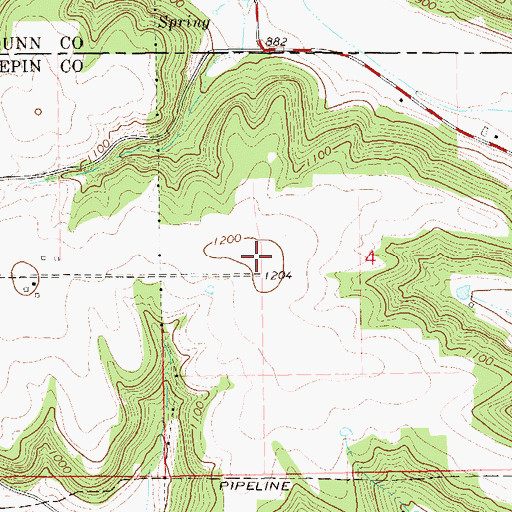 Topographic Map of Coburn Ridge, WI