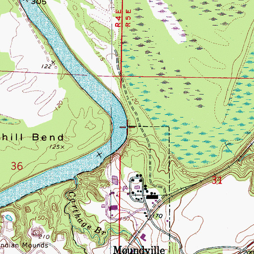 Topographic Map of McCowans Bar, AL