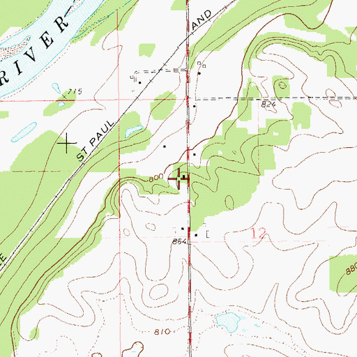 Topographic Map of Oak Grove School (historical), WI