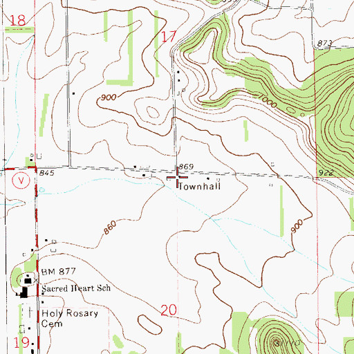 Topographic Map of Prairie School (historical), WI