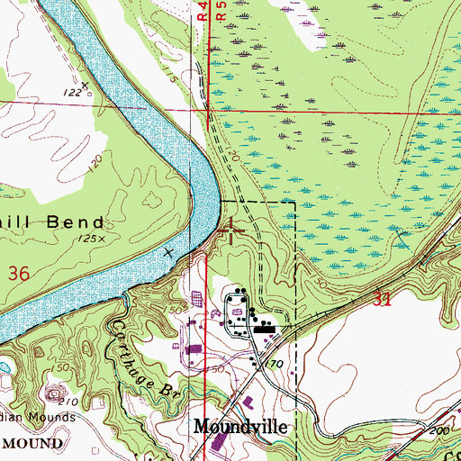 Topographic Map of McGowins Bluff, AL