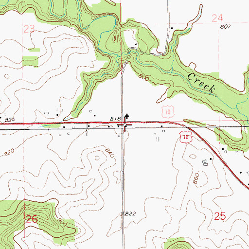 Topographic Map of Woods Corner School (historical), WI