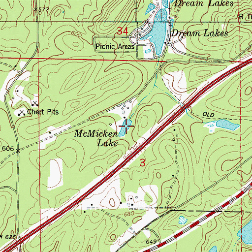 Topographic Map of McMicken Lake, AL