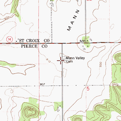 Topographic Map of Mann Valley Church (historical), WI