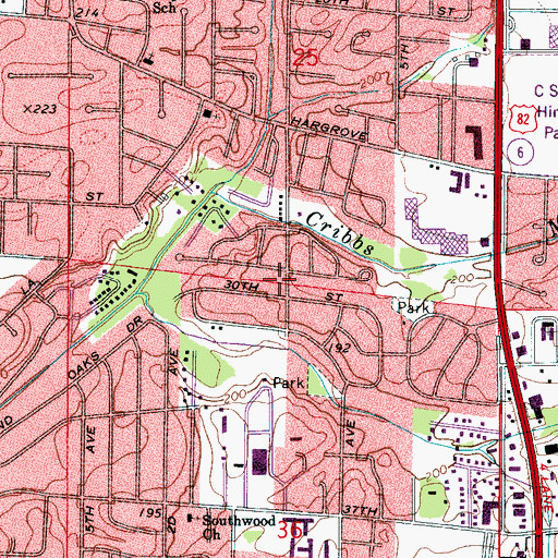 Topographic Map of Meadowbrook, AL