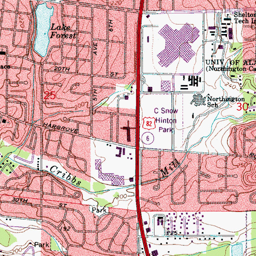 Topographic Map of Meadowbrook Shopping Center, AL