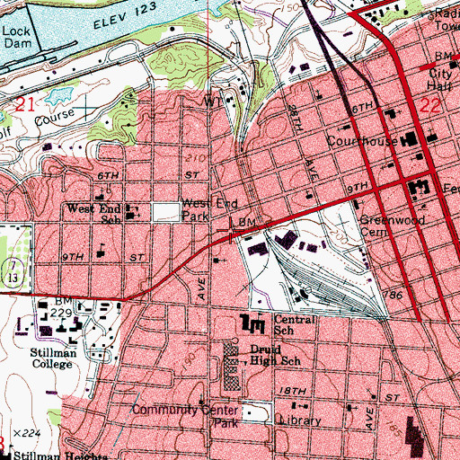 Topographic Map of Mechanicsville (historical), AL