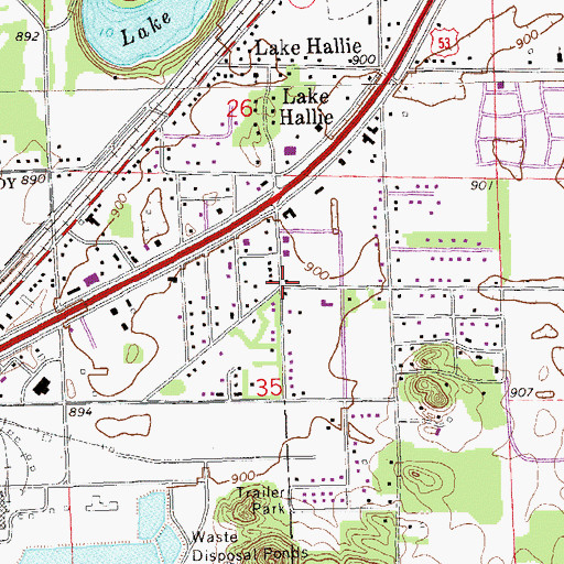 Topographic Map of Gower School (historical), WI