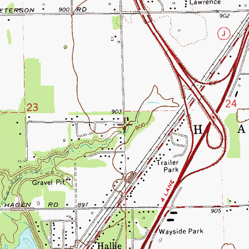 Topographic Map of Hallie Church (historical), WI