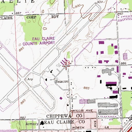 Topographic Map of Wood School (historical), WI