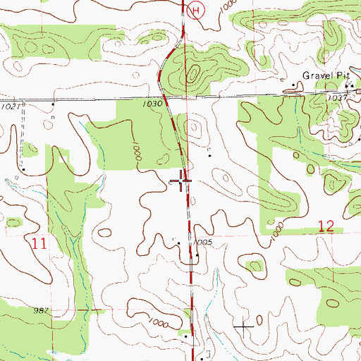 Topographic Map of Oak Hill School (historical), WI
