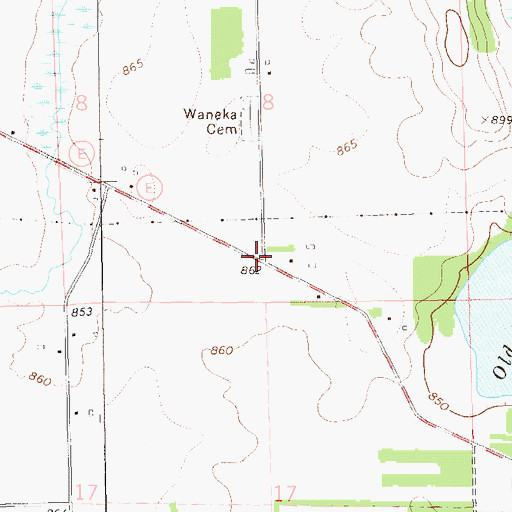 Topographic Map of Waneka School (historical), WI