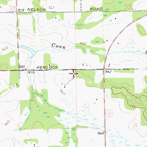 Topographic Map of Hemlock School (historical), WI