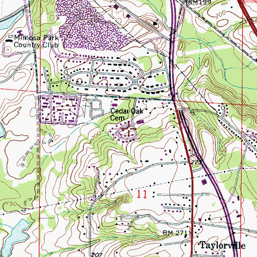 Topographic Map of Mimosa Highlands, AL