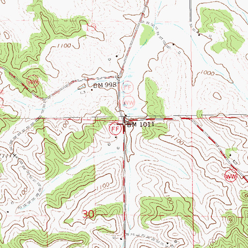 Topographic Map of Sands School (historical), WI