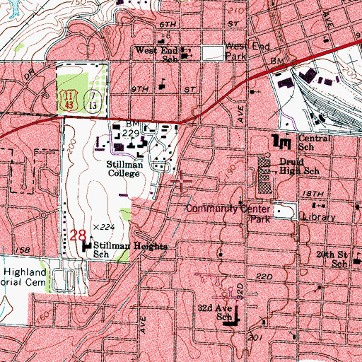 Topographic Map of Mission House of Prayer, AL