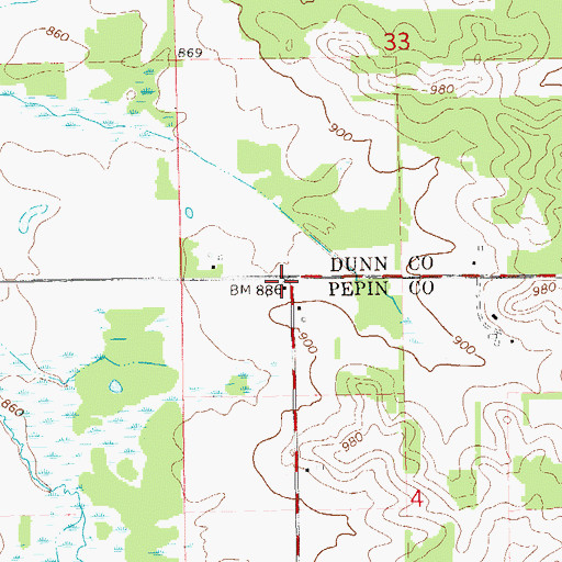 Topographic Map of White Block School (historical), WI