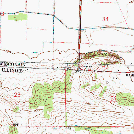 Topographic Map of Fairview School (historical), WI