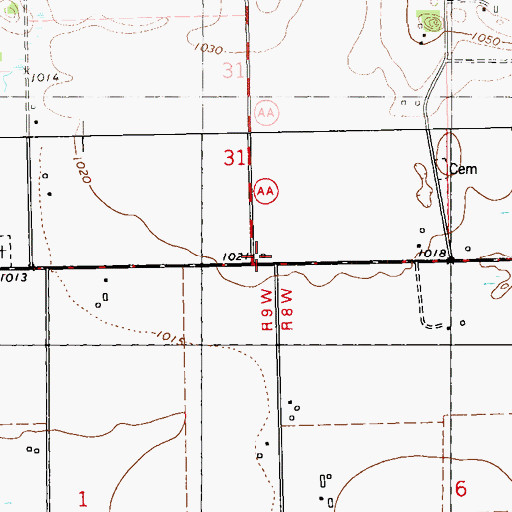 Topographic Map of Brush Prairie School (historical), WI